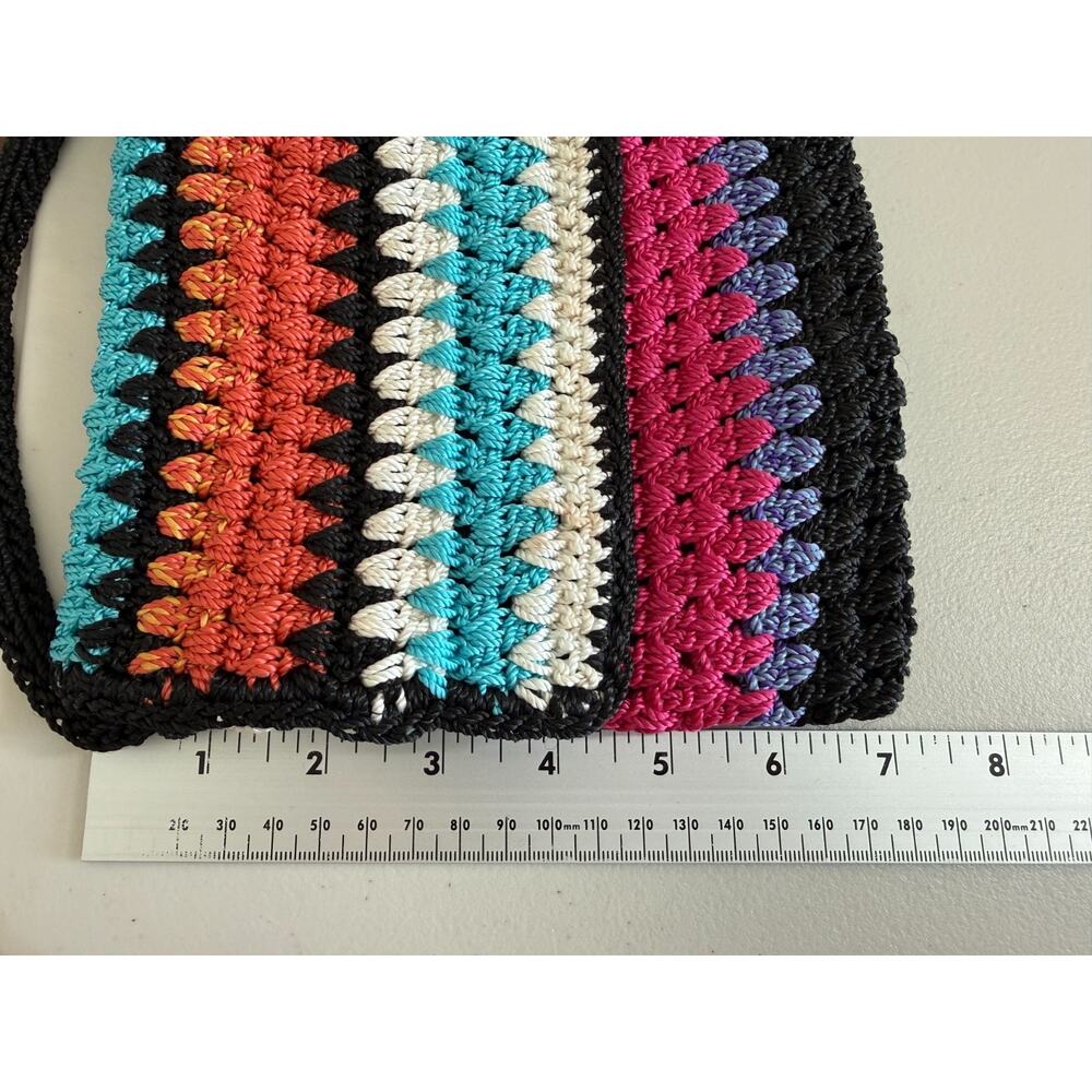 The Sak Crochet Stripe Crossbody Purse Inner Pockets Bohemian - Picture 9 of 10